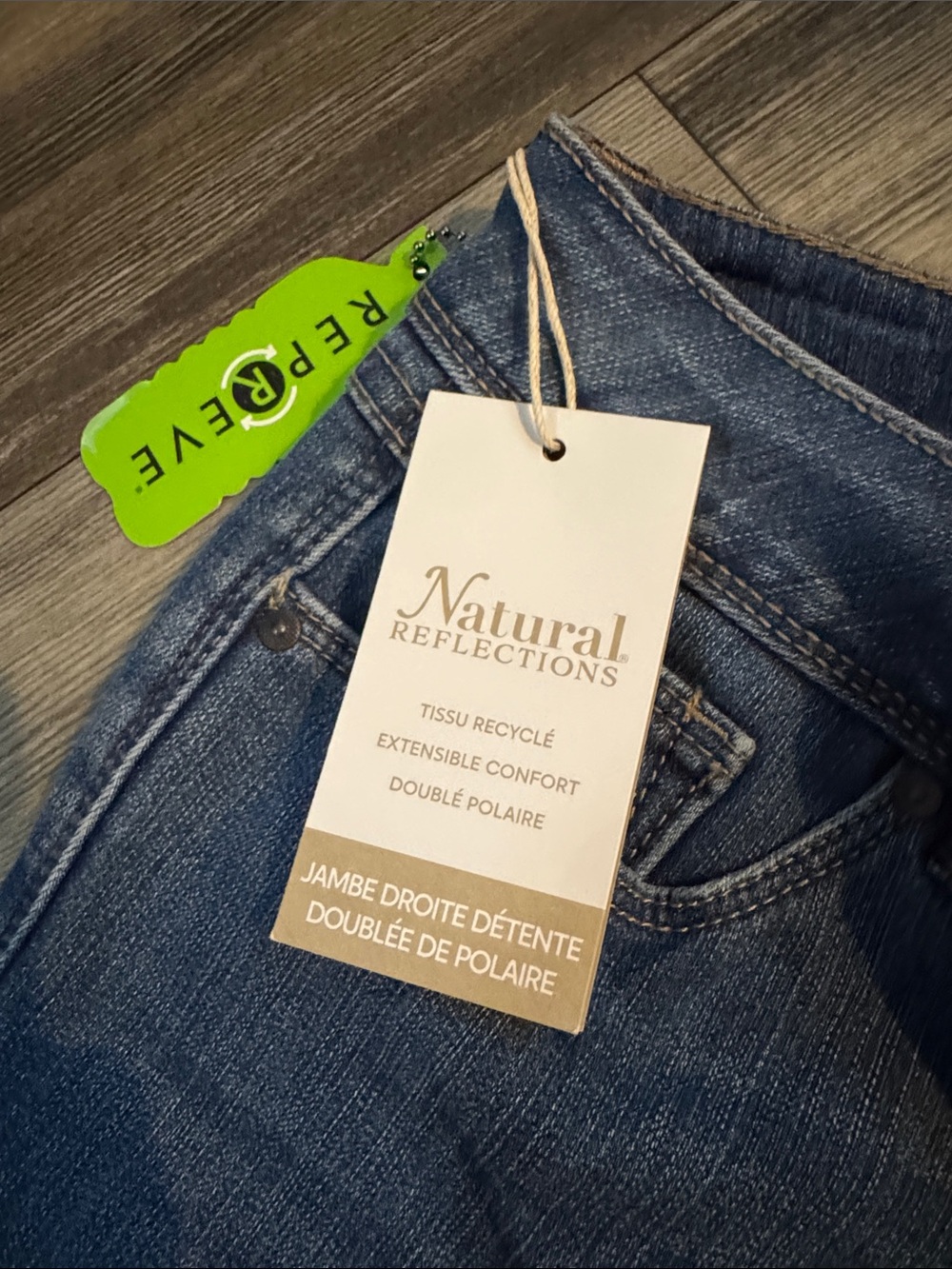 Women’s Fleece Lined Boyfriend Jeans Medium Blue- Natural Reflections - Picture 3 of 6